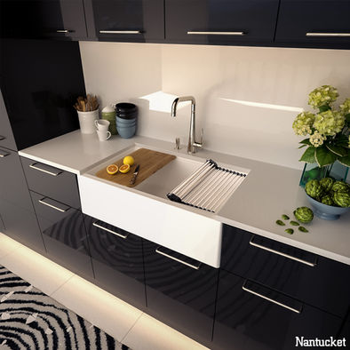 33" Granite Composite Reversible Farmhouse Kitchen Sink with Accessory Pack